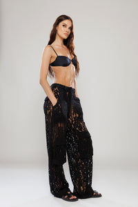 Rio de Janeiro Black Cargo Lace Pants