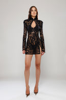 Santorini Black Mini Lace Dress