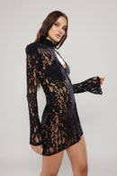 Santorini Black Mini Lace Dress