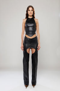 Tokyo Halter Faux Leather Top