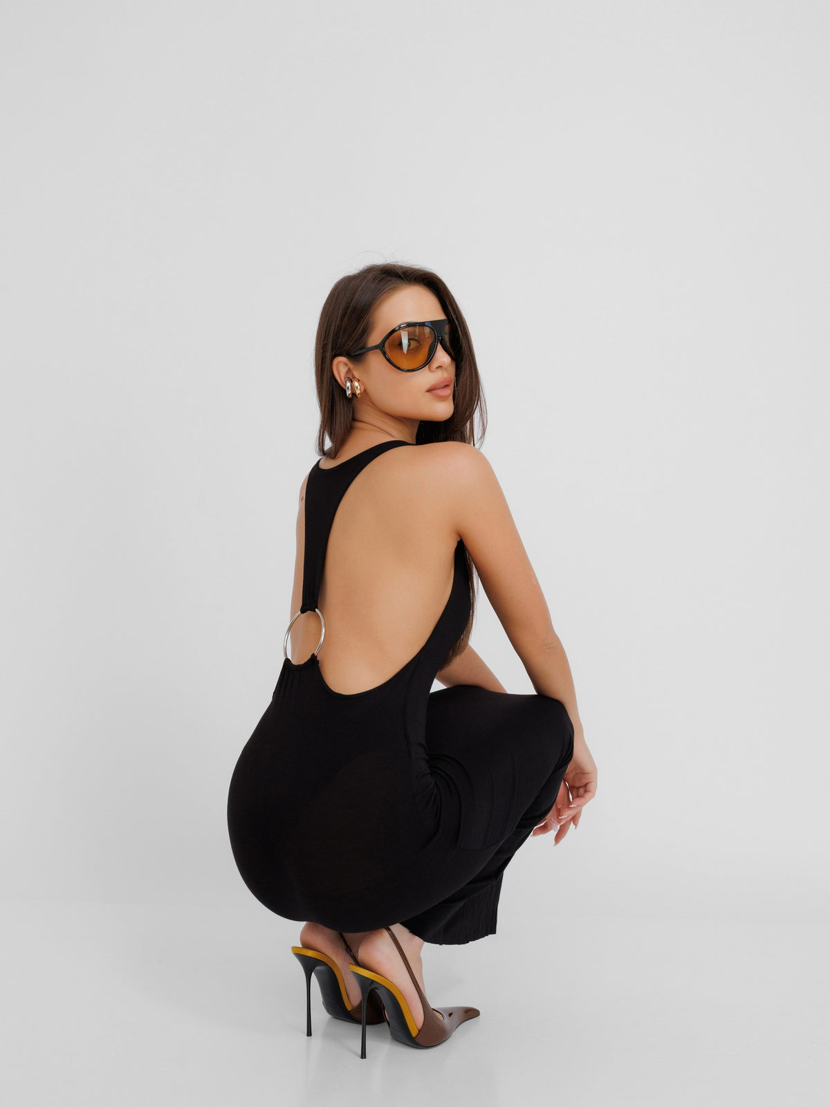 Restless Black Midi Raceback Dress