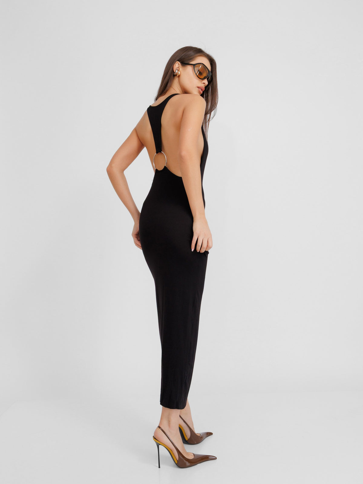 Restless Black Midi Raceback Dress