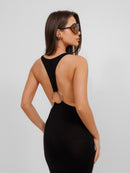 Restless Black Midi Raceback Dress