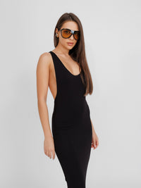Restless Black Midi Raceback Dress