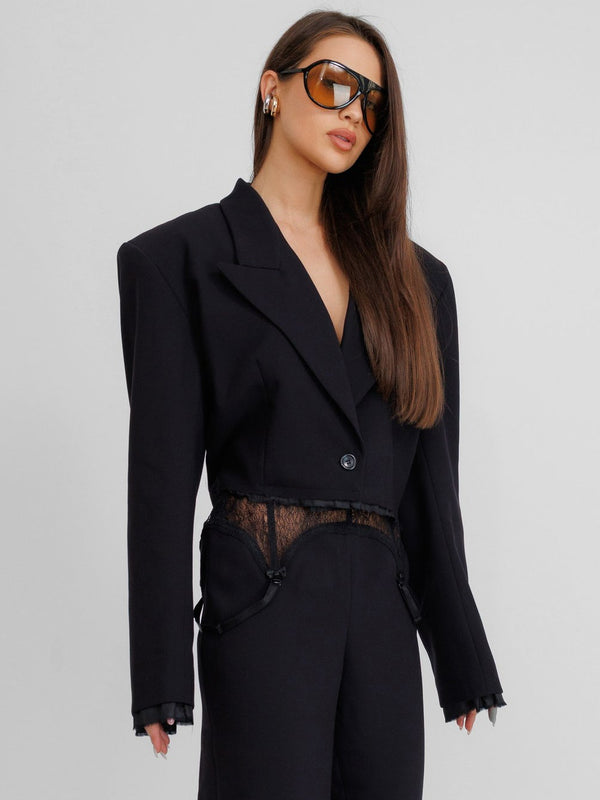 Denial Black Cropped Blazer