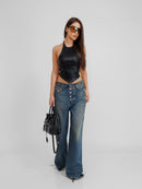 Intense Halter Faux Leather Top