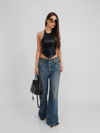 Intense Halter Faux Leather Top