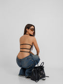 Intense Halter Faux Leather Top
