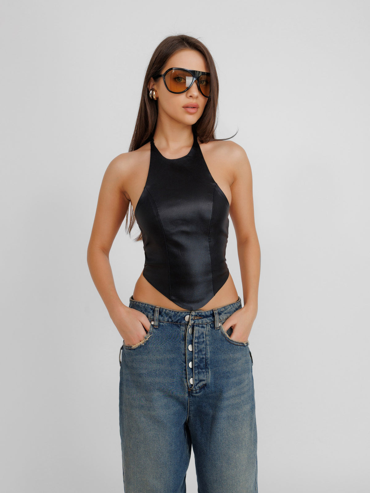 Intense Halter Faux Leather Top