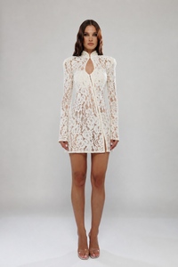 Santorini Ivory Mini Lace Dress