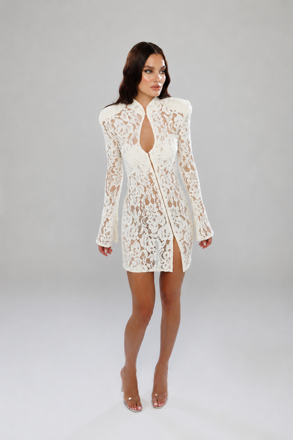 Santorini Ivory Mini Lace Dress