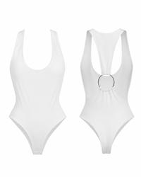 Delir White Raceback Bodysuit