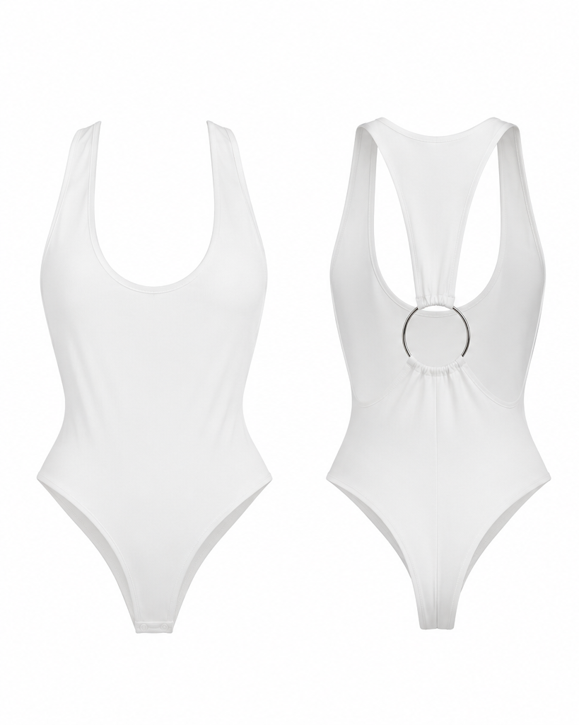 Delir White Raceback Bodysuit