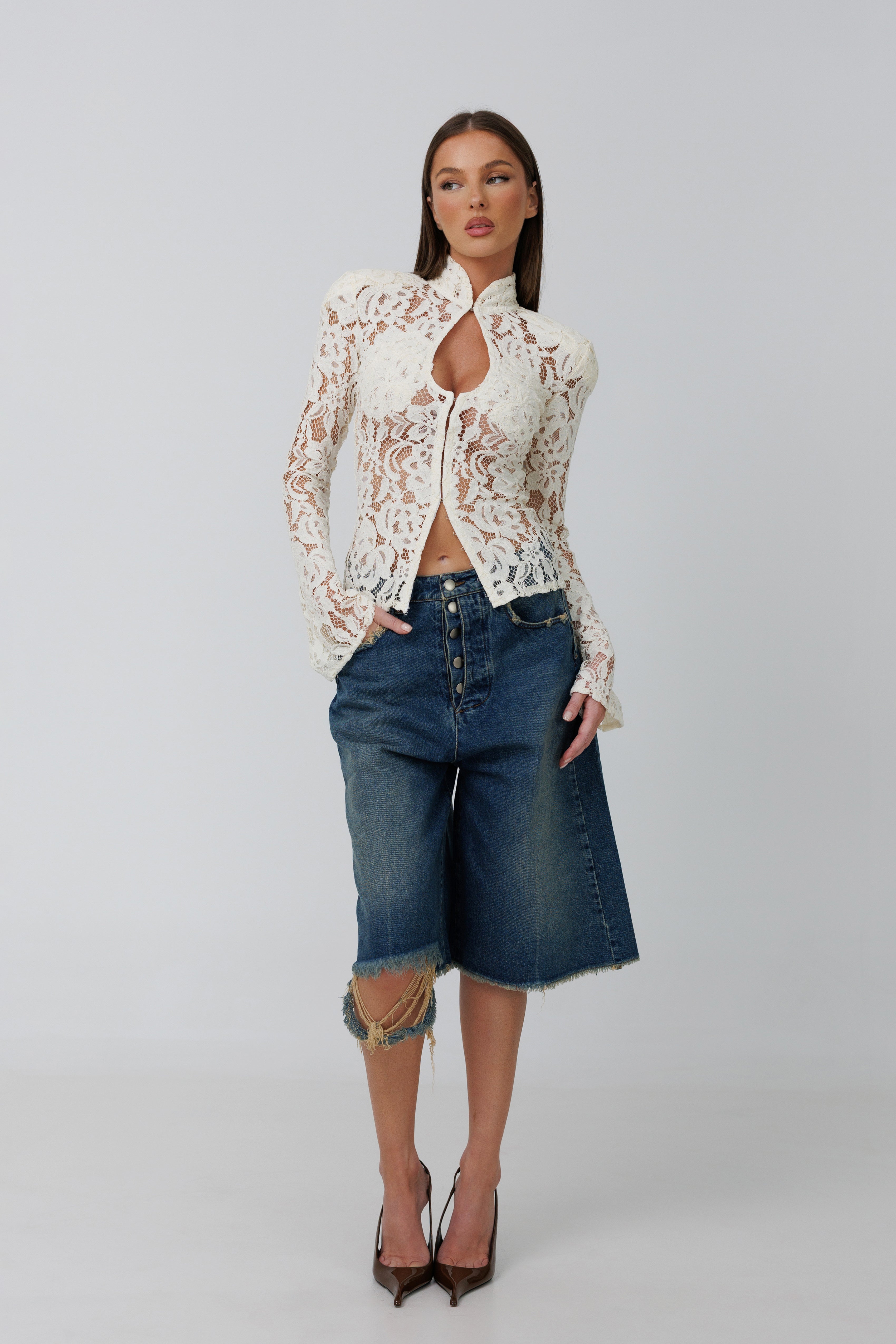Monaco Ivory Lace Blouse