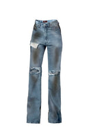 "Savage Chill" Distressed Straight Denim Pants