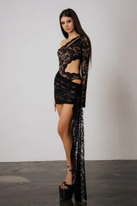 "Toxic Whisper" Cut-Out Laced Dress