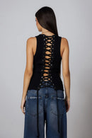 "Poison Kiss" Corset Like Tank Top with Piercings