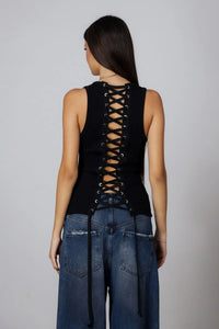 "Poison Kiss" Corset Like Tank Top with Piercings