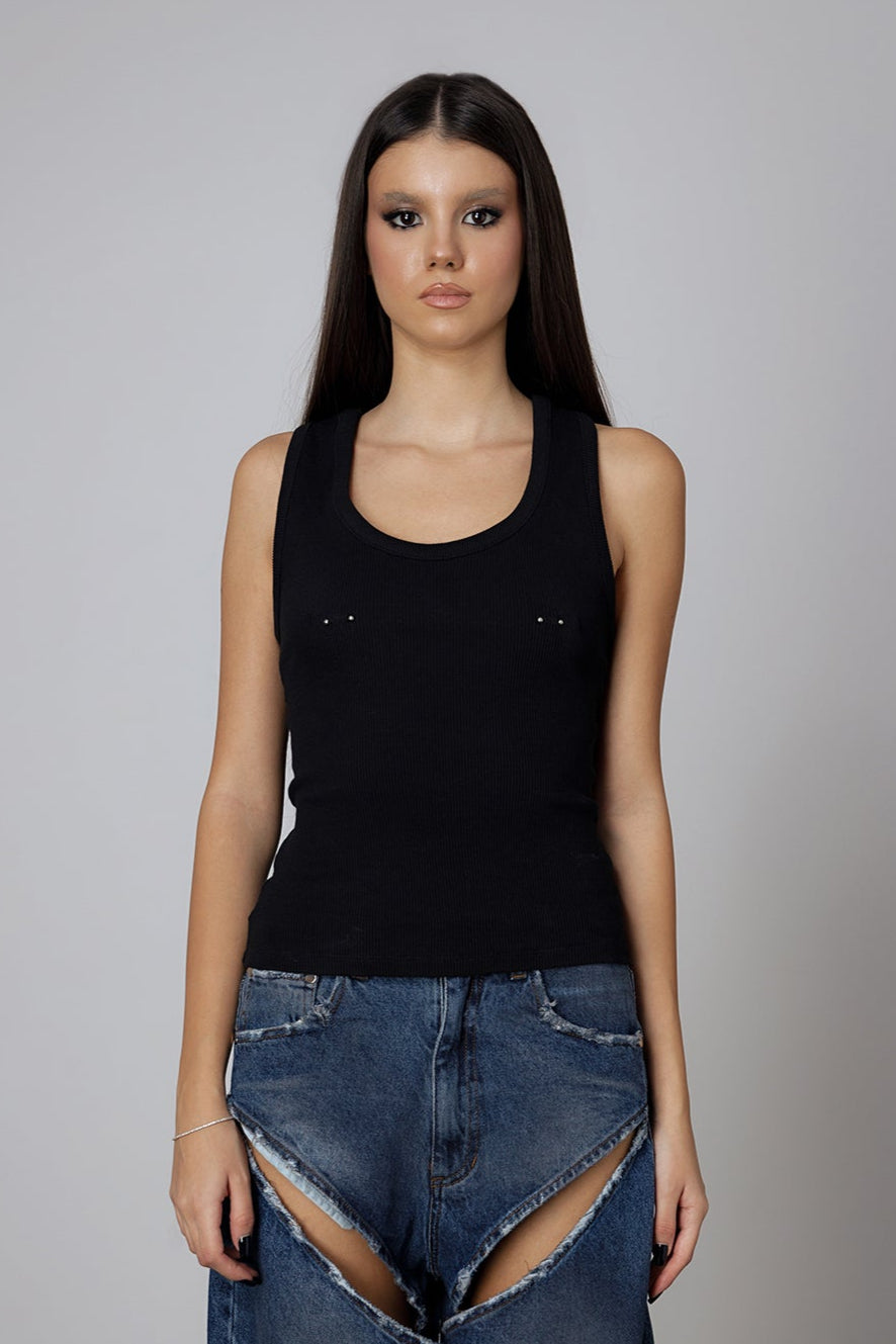 "Poison Kiss" Corset Like Tank Top with Piercings