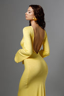 "GAIA" Yellow Open Back Maxi Dress