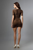 "MEROPE" Brown Mini Dress