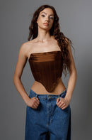 "PERSEPHONE" Brown Silk Corset