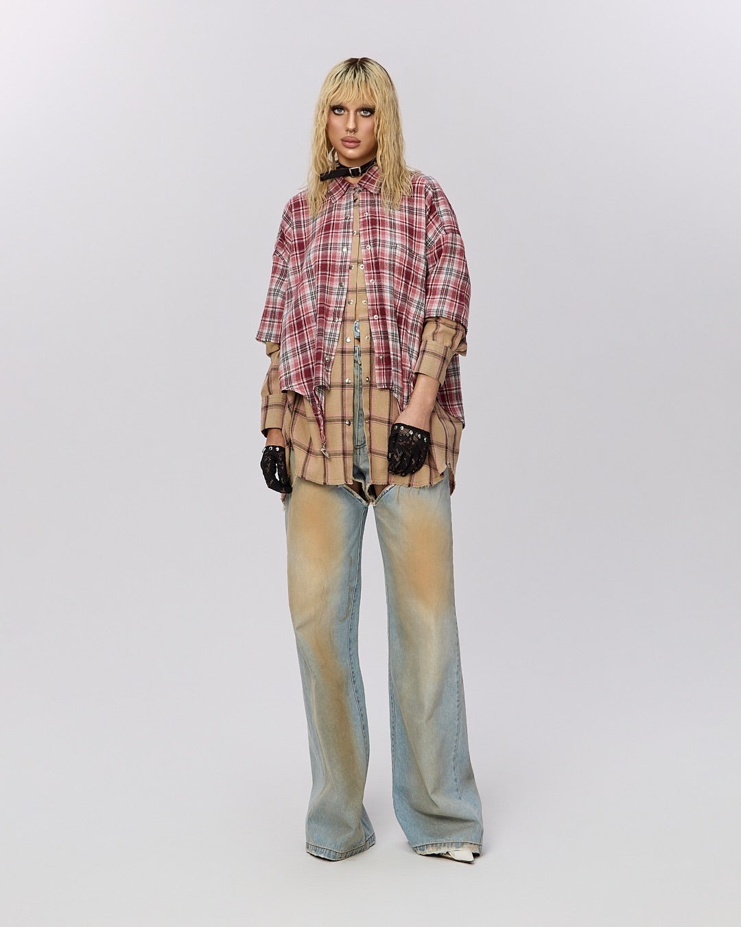"Crush" Layered Shirt with Suspenders