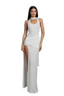 "Nude" Dress with Scarf