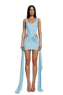 "Bacio" Blue Draped Mini Dress