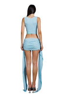 "Bacio" Blue Draped Mini Dress