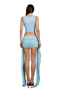 "Bacio" Blue Draped Mini Dress