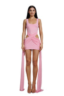 "Bacio" Pink Draped Mini Dress