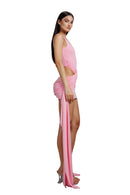 "Bacio" Pink Draped Mini Dress