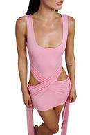 "Bacio" Pink Draped Mini Dress