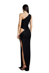 "Solene" Black Asymmetrical Dress