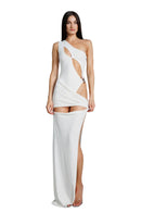 "Solene" White Asymmetrical Dress