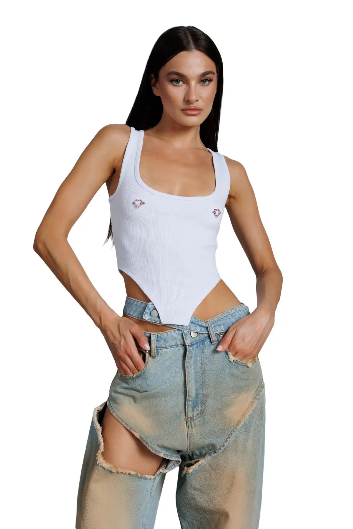 "Brivido" Tank Top with Piercings