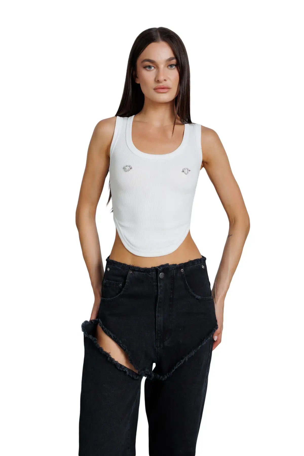 "Notte" Tank Top with Piercings