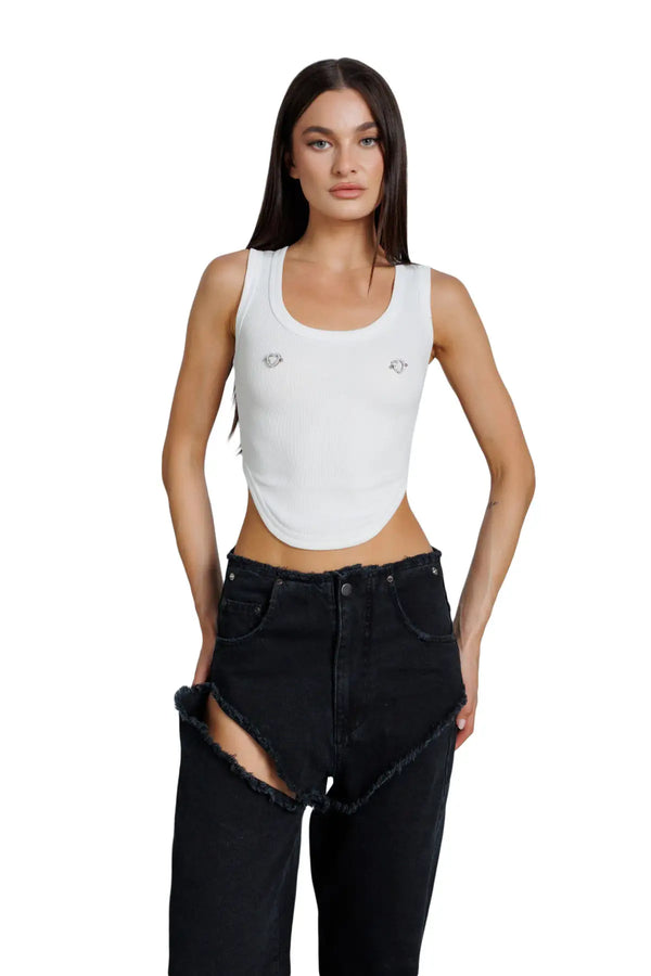 "Notte" Tank Top with Piercings