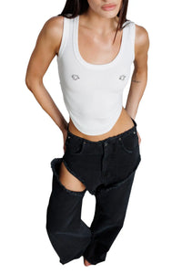 "Notte" Tank Top with Piercings