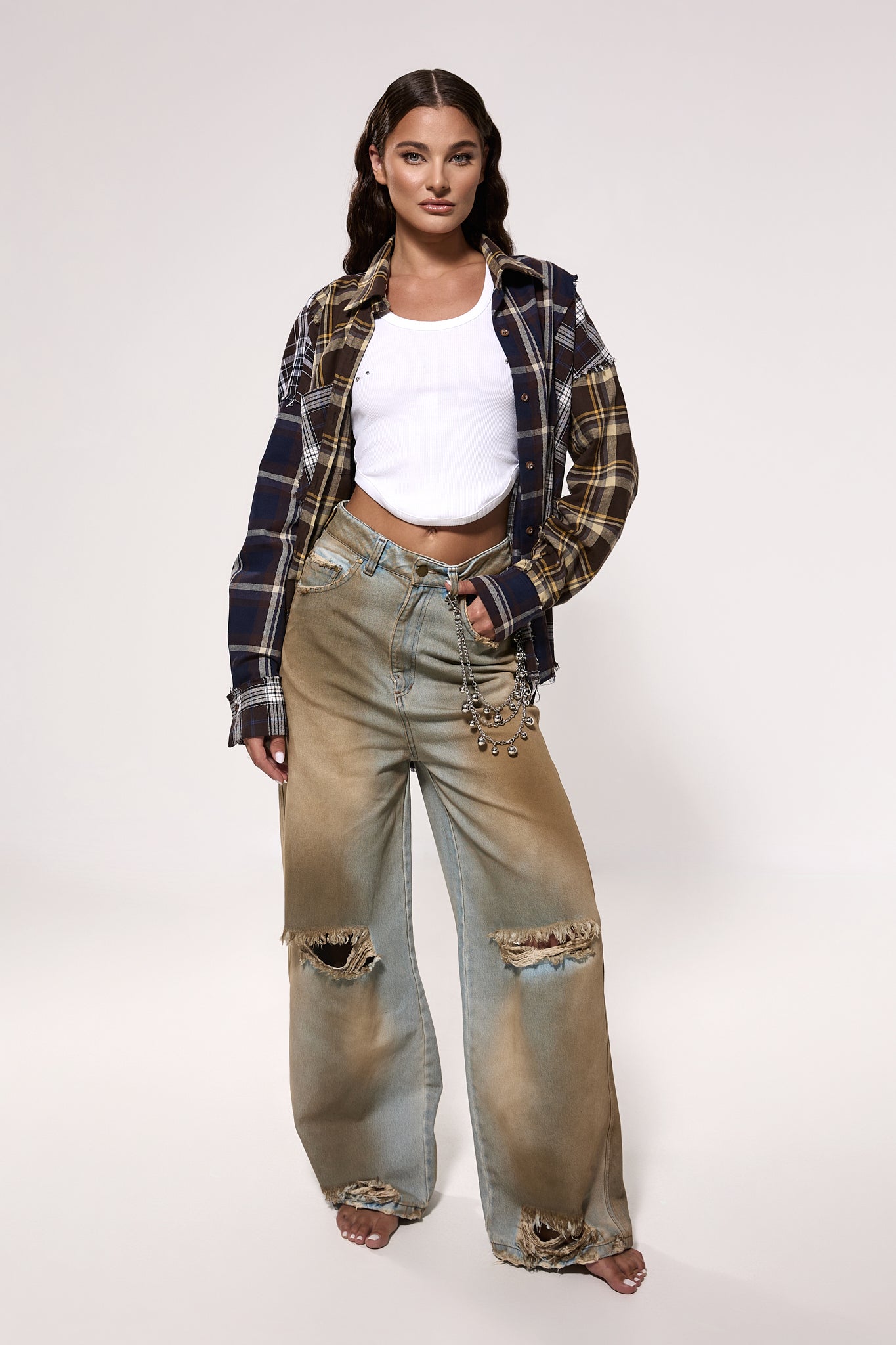 "Road Runner" Distressed High-Waisted Jeans