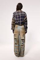 "Road Runner" Distressed High-Waisted Jeans