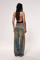 "Fireflite" Cut-Out Baggy Denim Pants