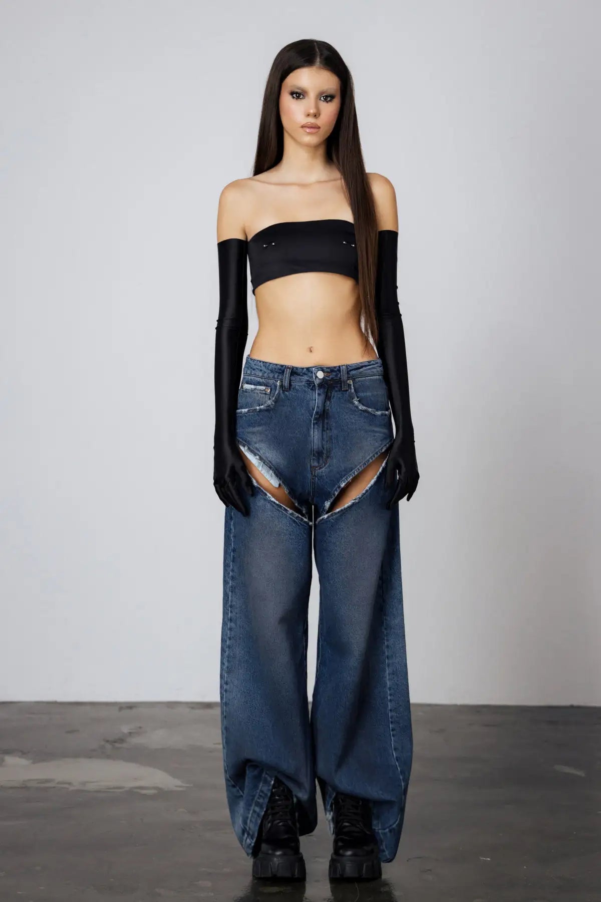 "Whiskey Heat" Cut-Out Baggy Denim Pants