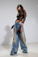 "Dreams" Cutout Washed Jeans