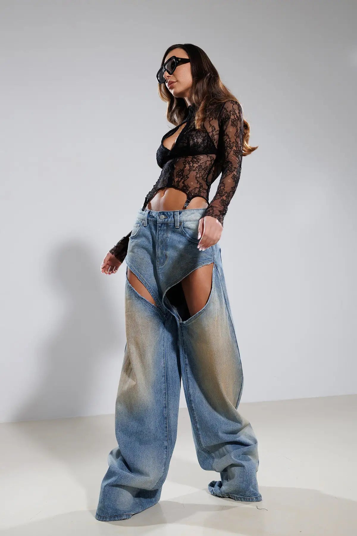 "Dreams" Cutout Washed Jeans