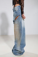 "Dreams" Cutout Washed Jeans