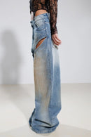 "Dreams" Cutout Washed Jeans