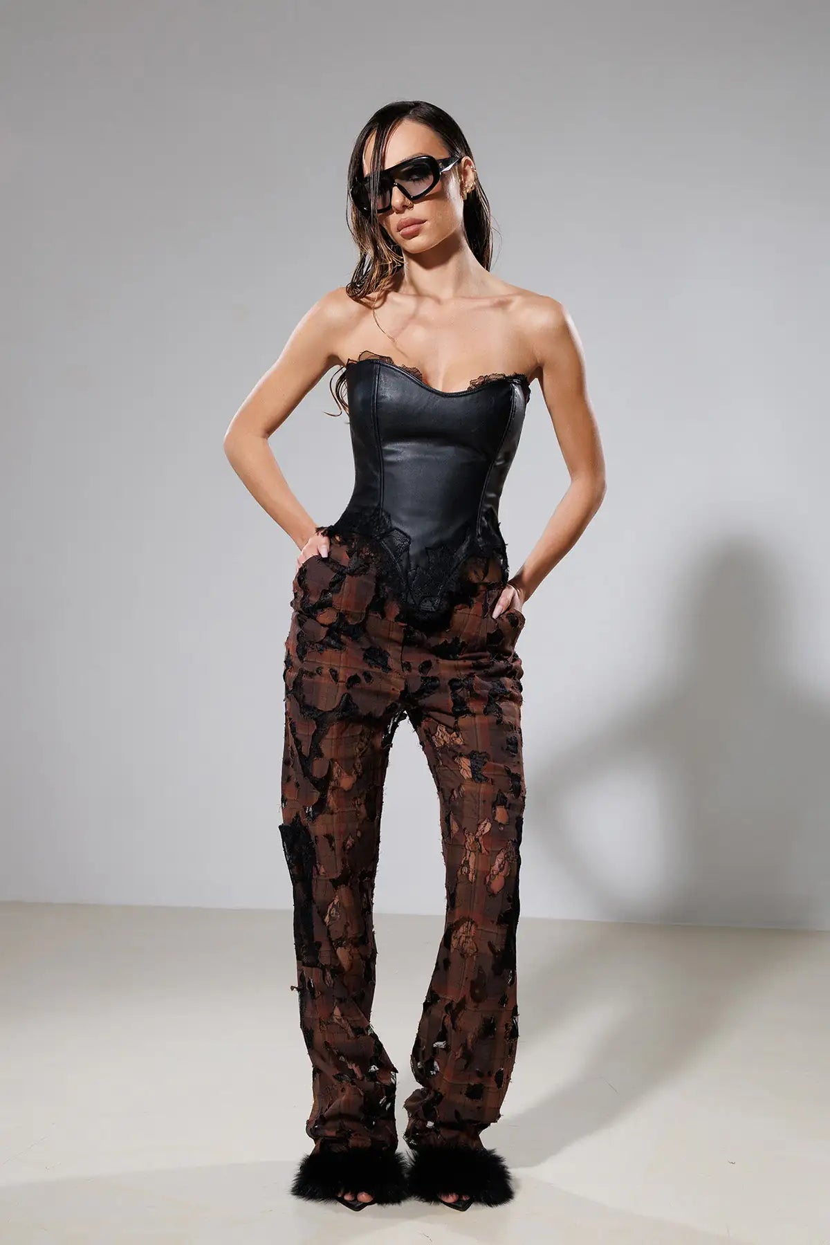 "Spell" Leather Corset with Lace