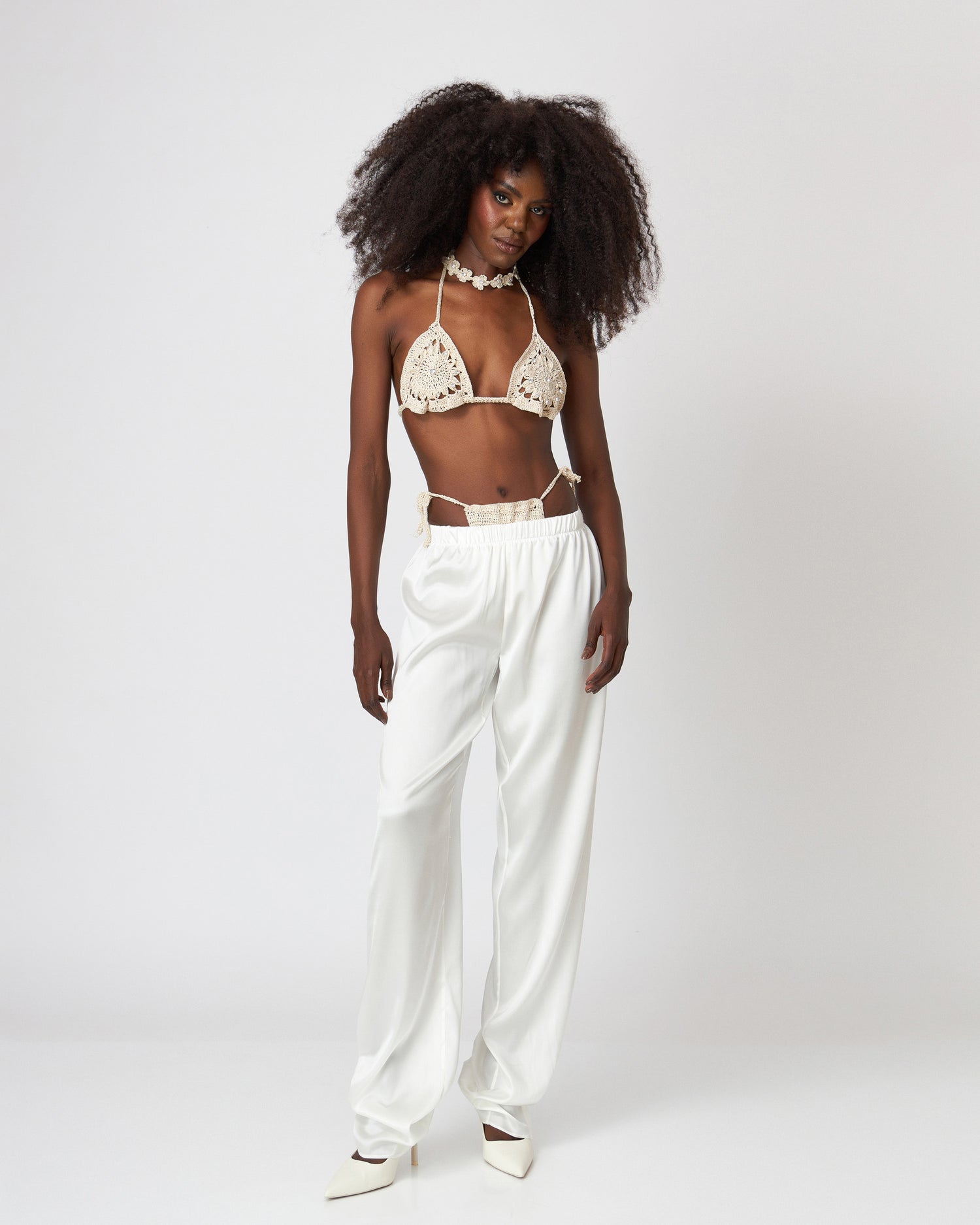 ASOS DESIGN wide leg beach pants in white